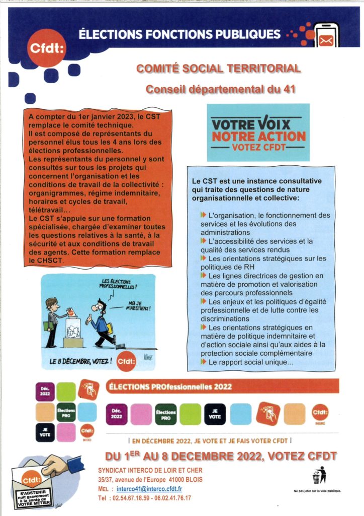 Elections Professionnelles Votez Pour Agir Demain CFDT 41